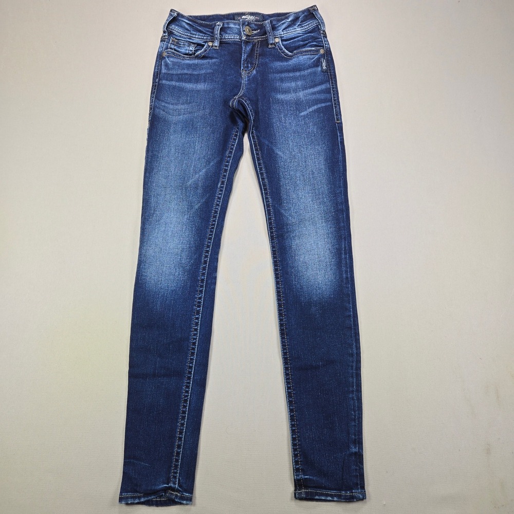Silver Jeans Co Suki Super Skinny Mid Wash Denim Blue Womens Size 24x31
